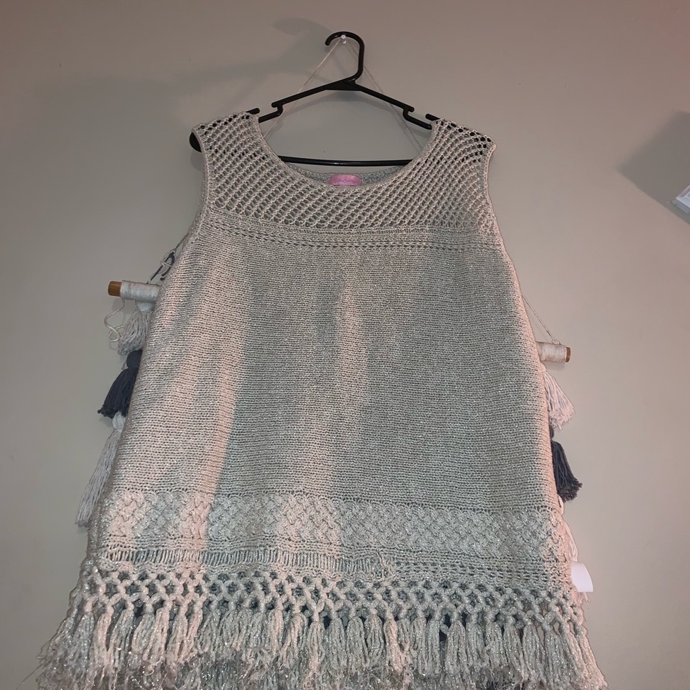 Metallic knitted tank top.